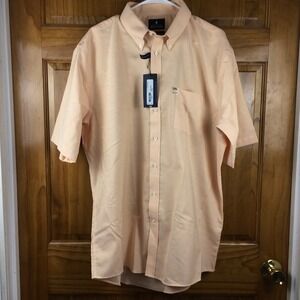 Stafford Travel Wrinkle Free Oxford Shirt Mens 17.5 Regular Fit Peach